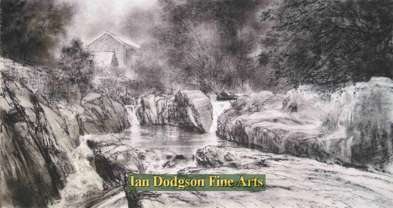 Jeremy Yates - Afon Llugwy (Betws) Charcoal on board (undated)