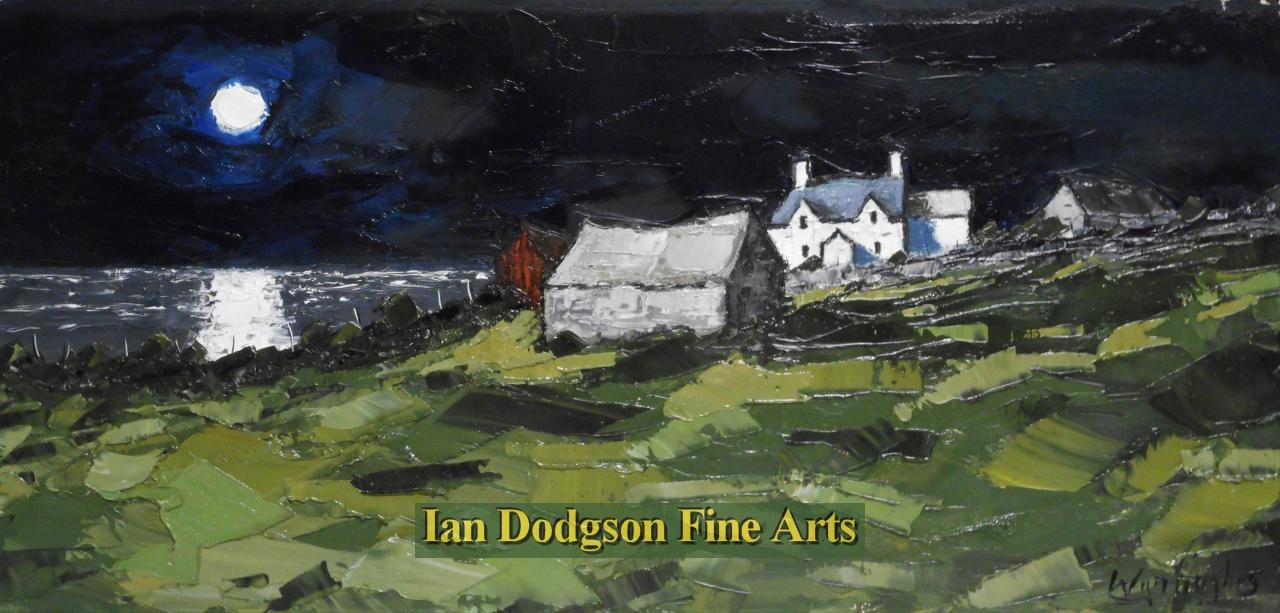 Coastal Farm Bodorgan, Moonlight by Wyn Hughes