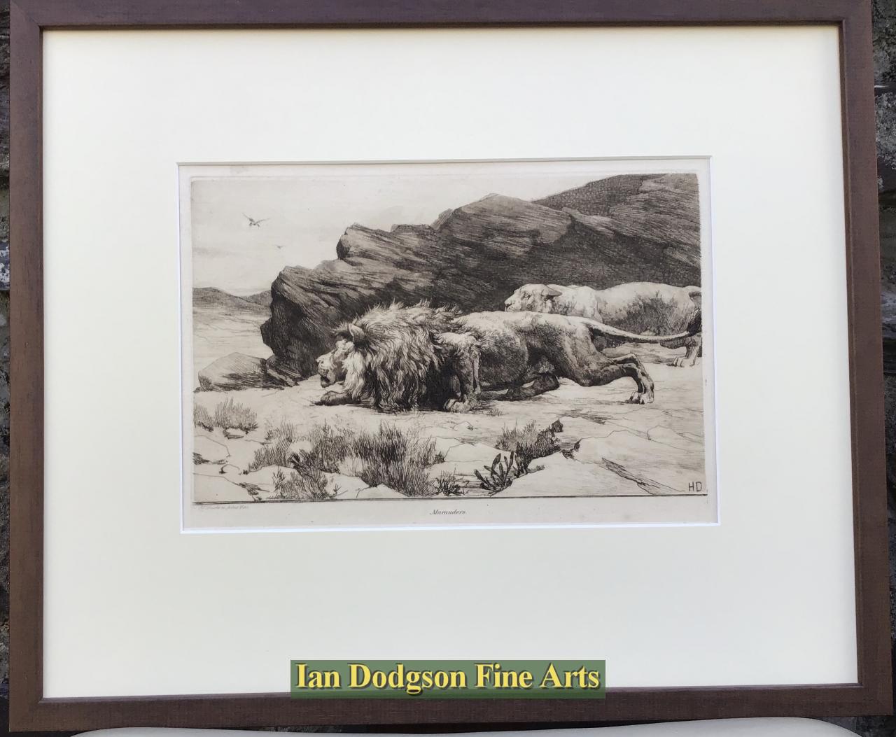 Herbert Dicksee - Marauders Dry point etching (c1910)