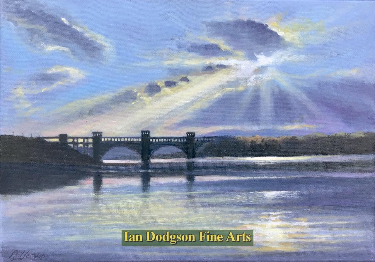 Phil Jackson - Sunrise Britannia Bridge Oil on canvas (2022)