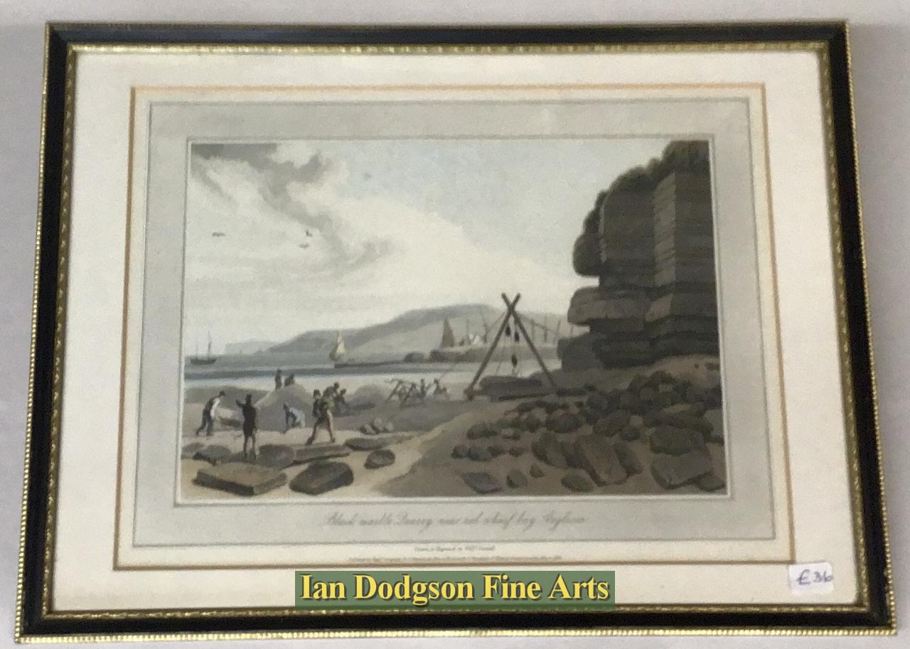 William Daniell - Black Marble Quarry, Red Wharf Bay,  Anglesea Aquatint (c1815)