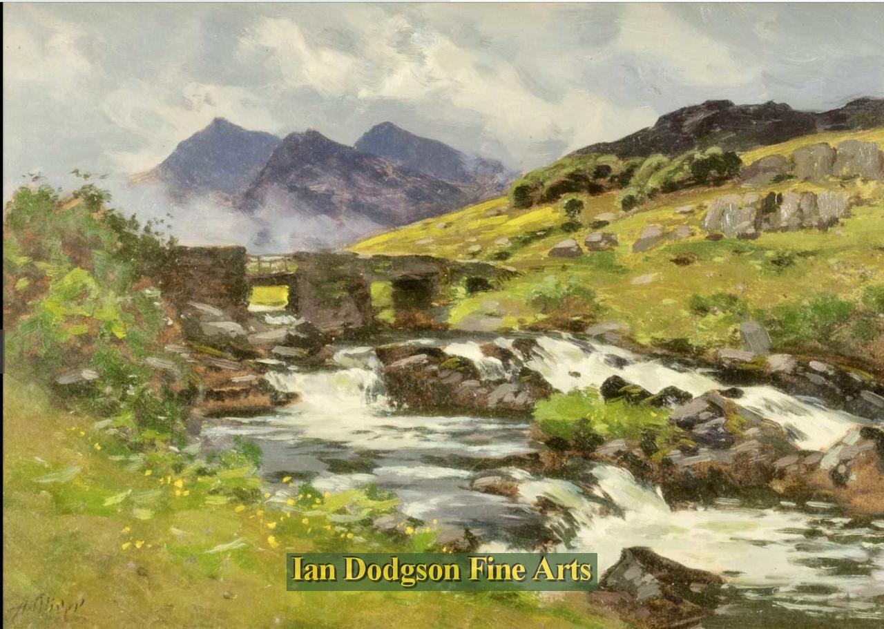 Alfred Oliver - Hen Pont y Garth, with Snowdon Oil on canvas board (c1920)